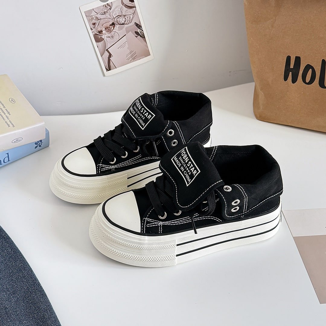 Zapatillas de Lona Estilo Streetwear con Suela Gruesa - Imagen 2
