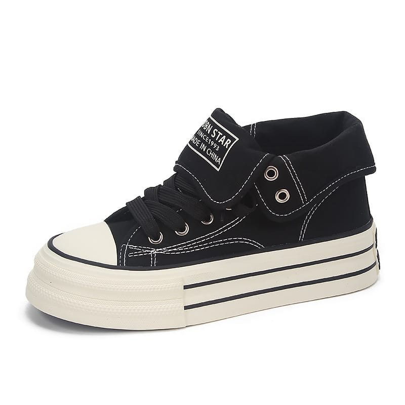 Zapatillas de Lona Estilo Streetwear con Suela Gruesa