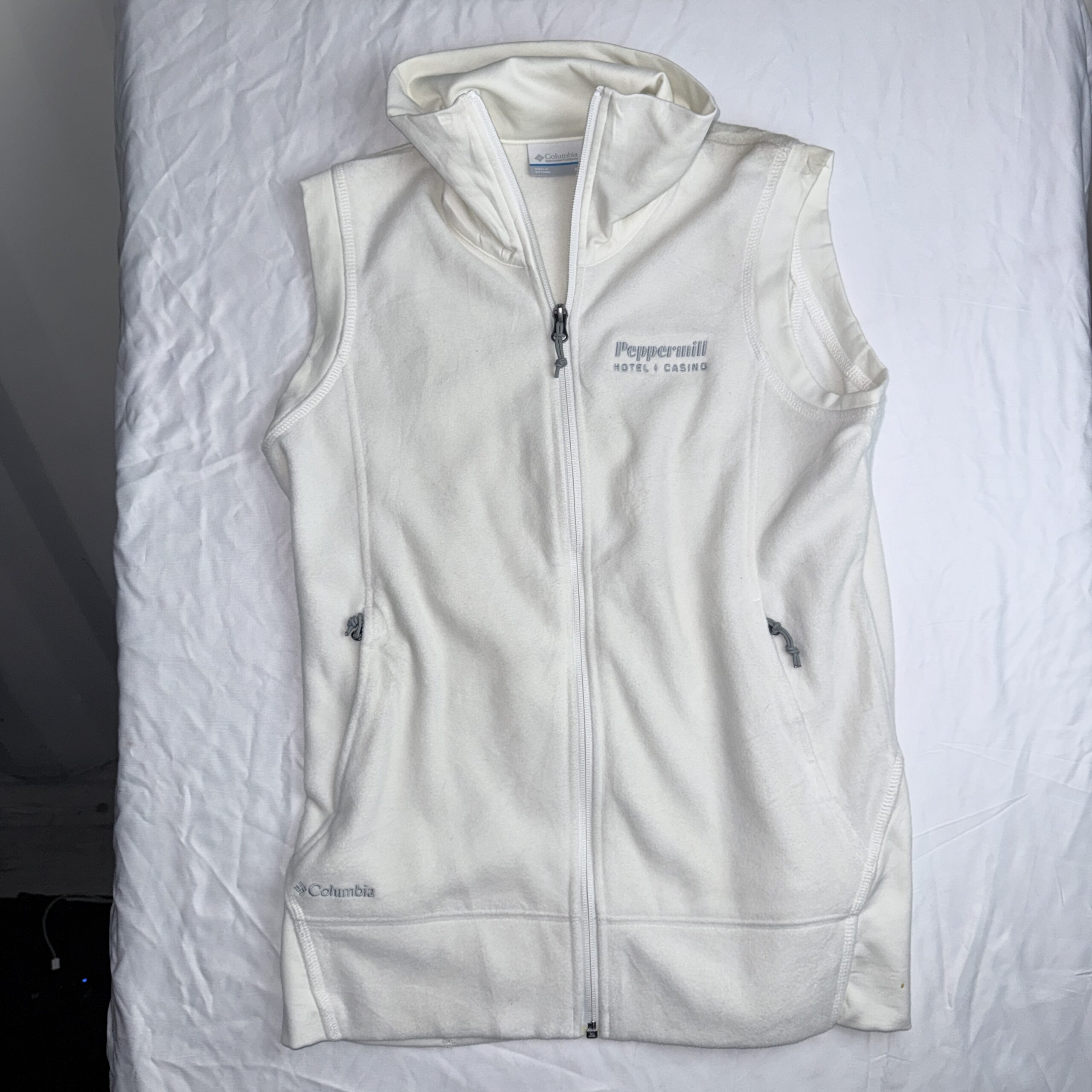 Chaleco Polar Columbia Full Zip Blanco Invierno — Talla M Mujer