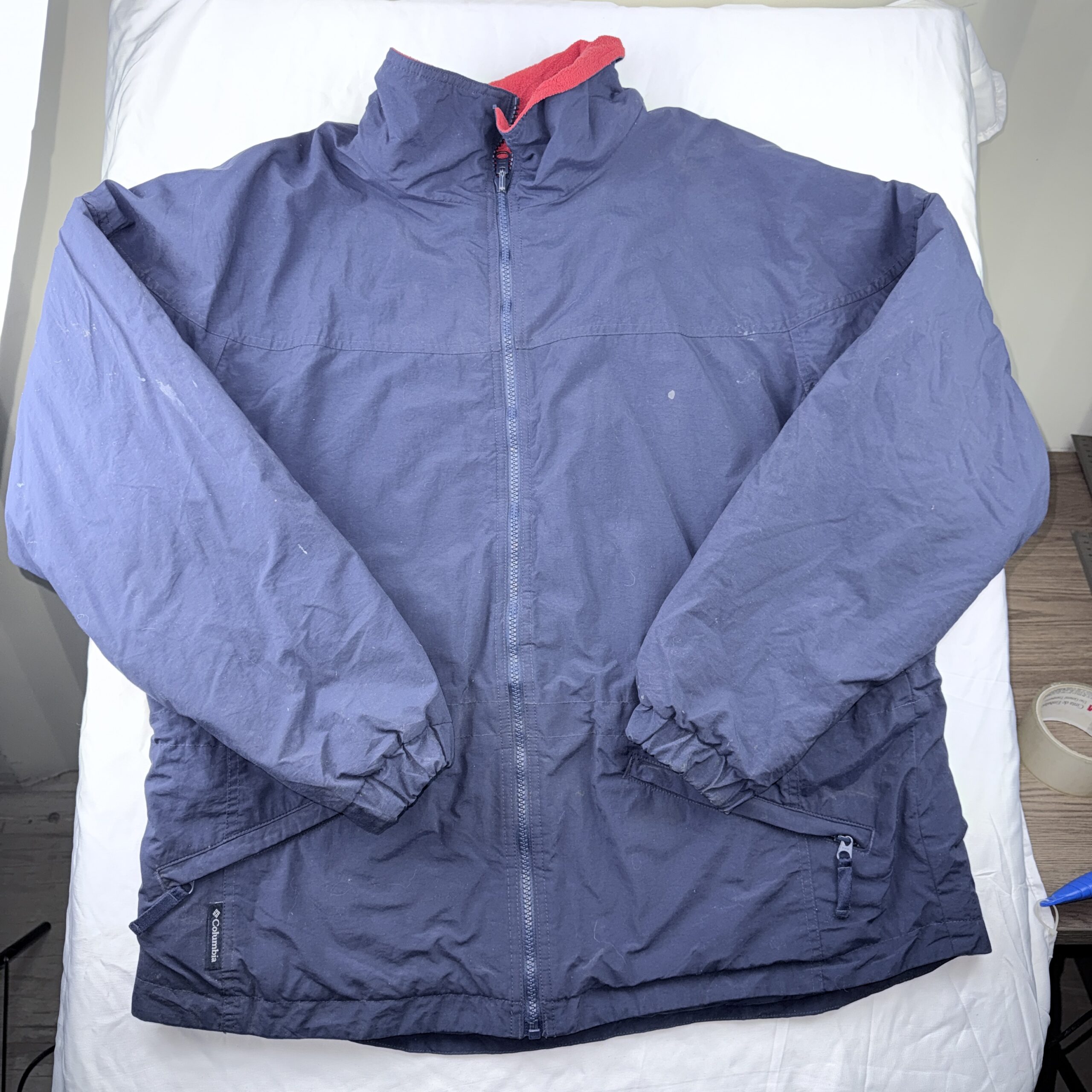 Chaqueta Cortavientos Columbia Azul Marino & Rojo Talla L Mujer
