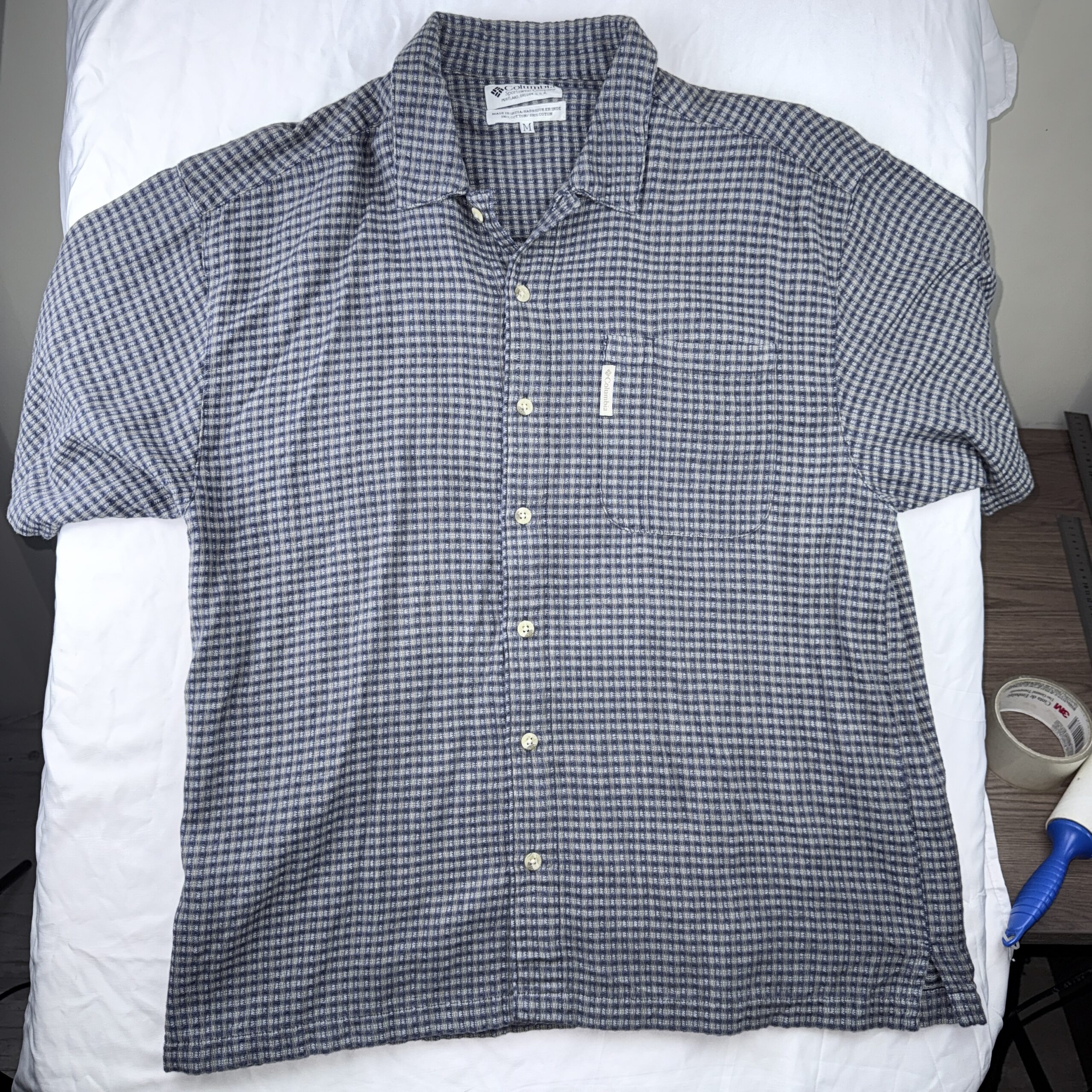 Camisa Columbia 100% Algodón a Cuadros Talla M Hombre