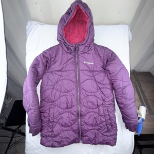 Parka Acolchada Columbia Morada con Polar Fucsia Talla L Niñas / XS Mujer