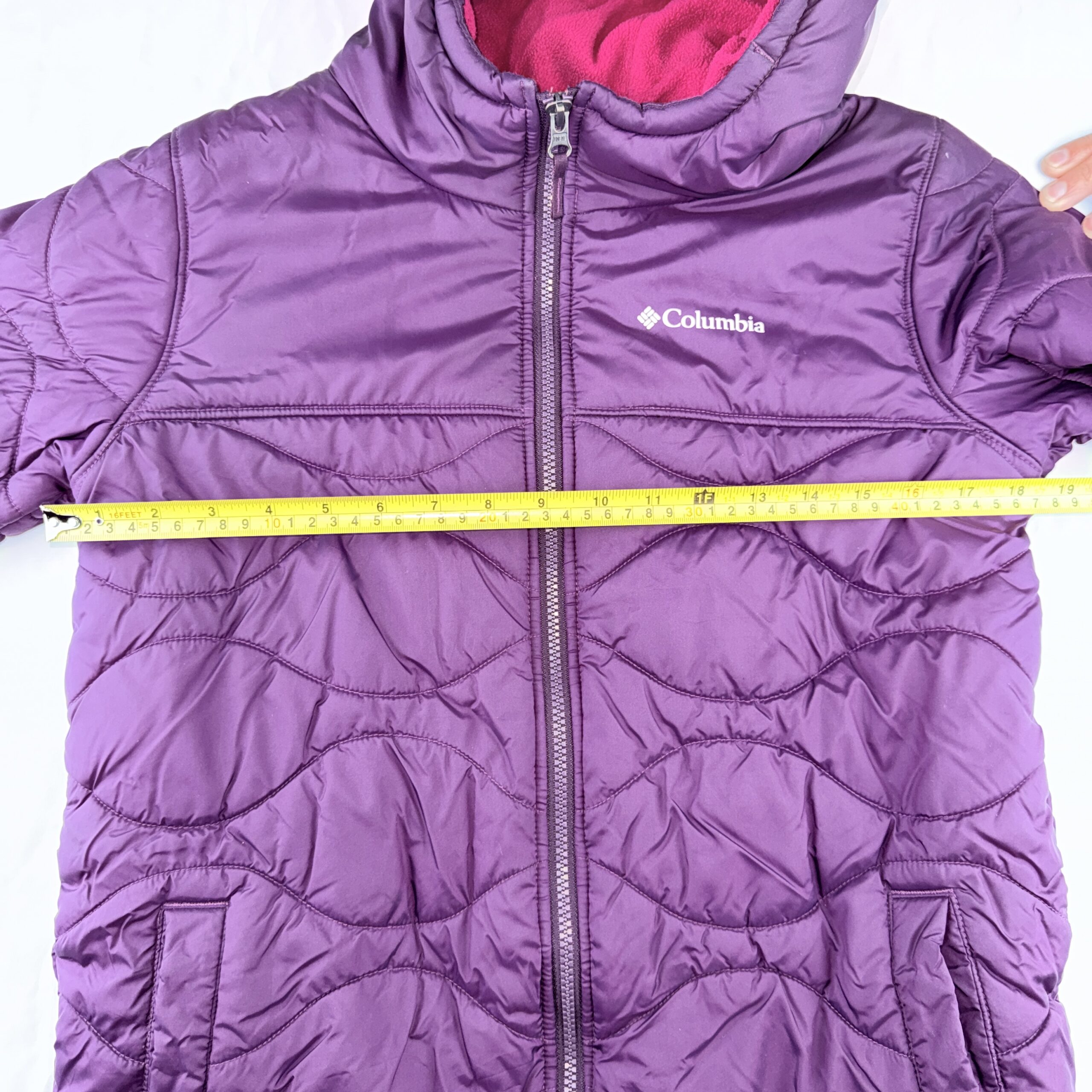 Parka Acolchada Columbia Morada con Polar Fucsia Talla L Niñas / XS Mujer - Imagen 7