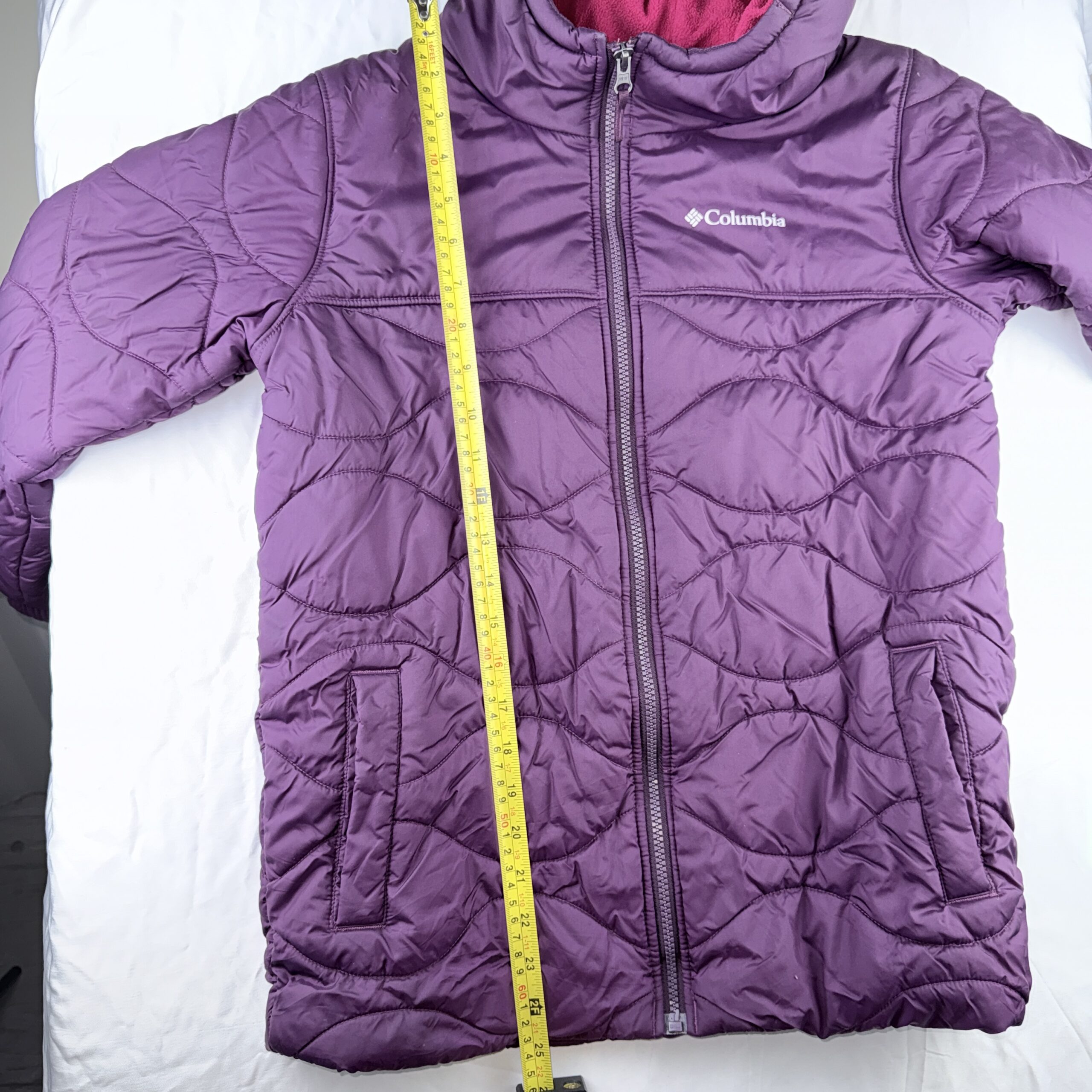 Parka Acolchada Columbia Morada con Polar Fucsia Talla L Niñas / XS Mujer - Imagen 8