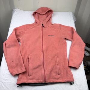 Polar Columbia Coral con Gorro — Talla S Mujer (Con Detalle)