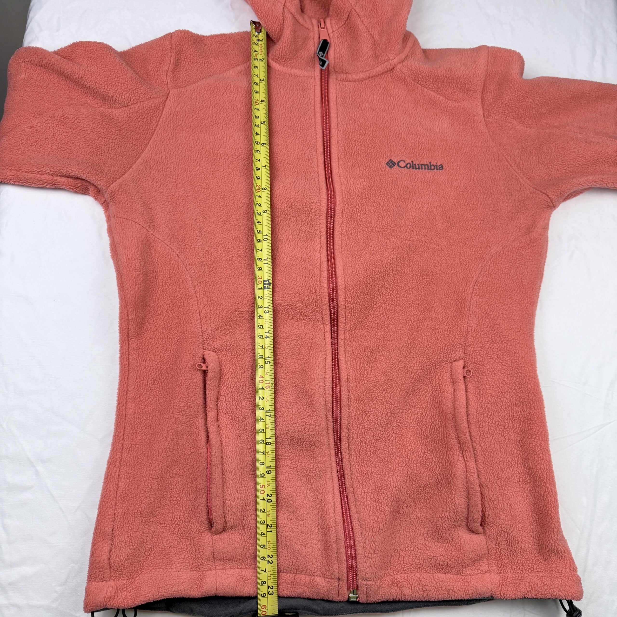 Polar Columbia Coral con Gorro — Talla S Mujer (Con Detalle) - Imagen 7